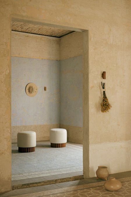 Loto Pouf African Teak Wood